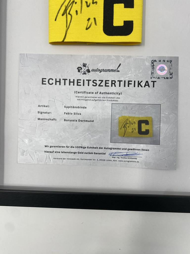 Kapitänsbinde Fabio Silva signiert im Rahmen Borussia Dortmund Autogramm COA