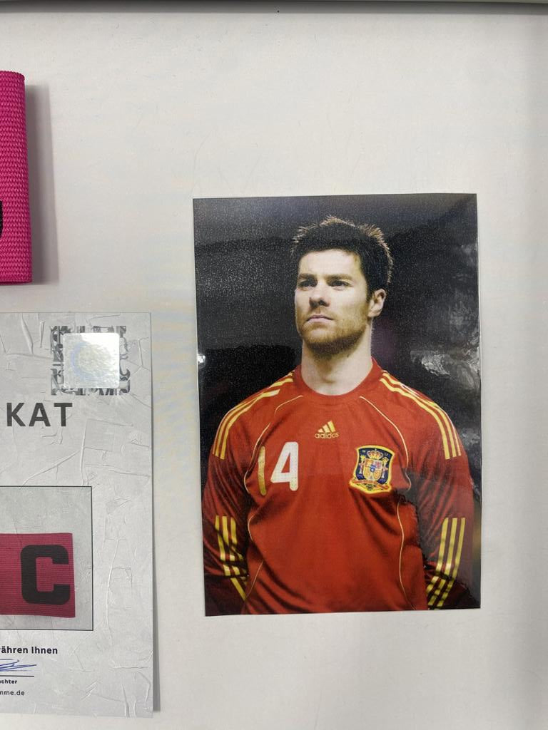 Captain's armband signed by Xabi Alonso in a frame, Spain, autograph COA