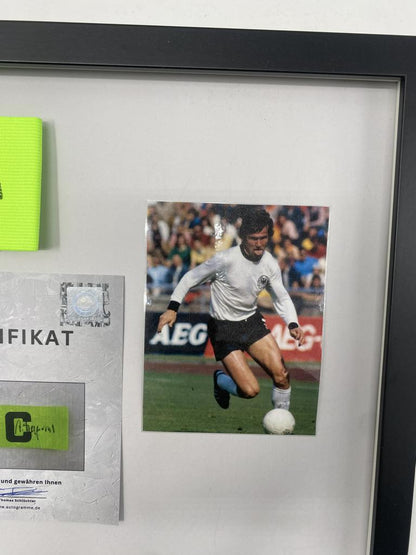 Captain's armband signed by Jupp Heynckes in a frame, Germany Autograph