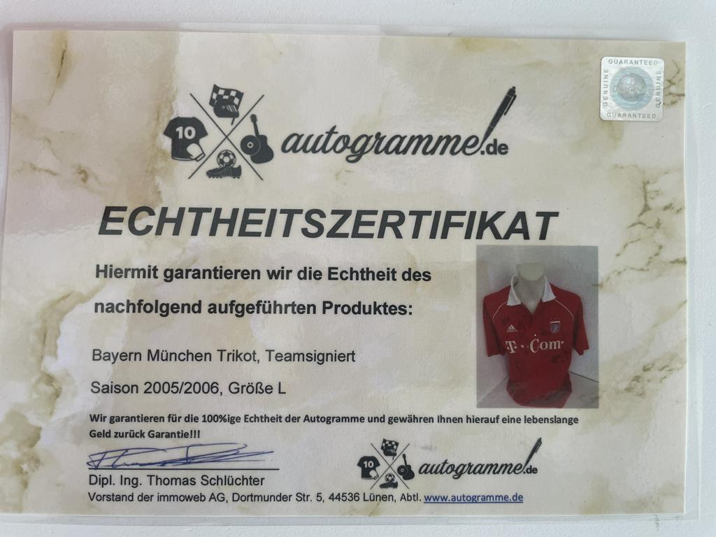 Bayern München Trikot 05/06 Teamsigniert Fußball Bundesliga Autogramm Adidas L