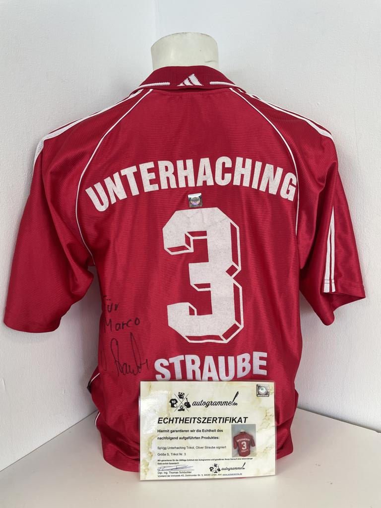 SpVgg Unterhaching jersey Oliver Straube signed + dedication football Bundesliga Adidas S