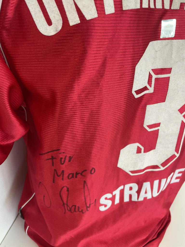 SpVgg Unterhaching jersey Oliver Straube signed + dedication football Bundesliga Adidas S