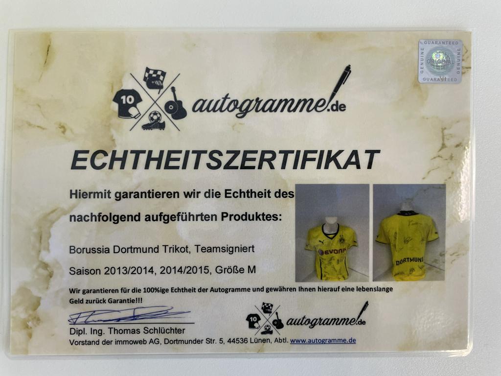 BVB jersey 2013/2014 team signed Borussia Dortmund COA Puma M