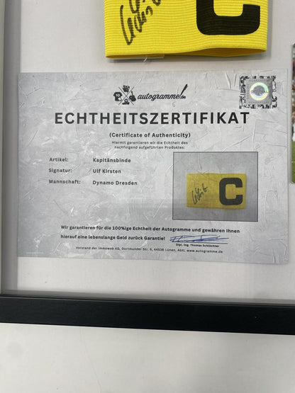 Captain's armband signed by Ulf Kirsten as part of the Dynamo Dresden COA Football campaign