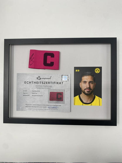 Captain's armband signed by Emre Can in a Borussia Dortmund COA frame