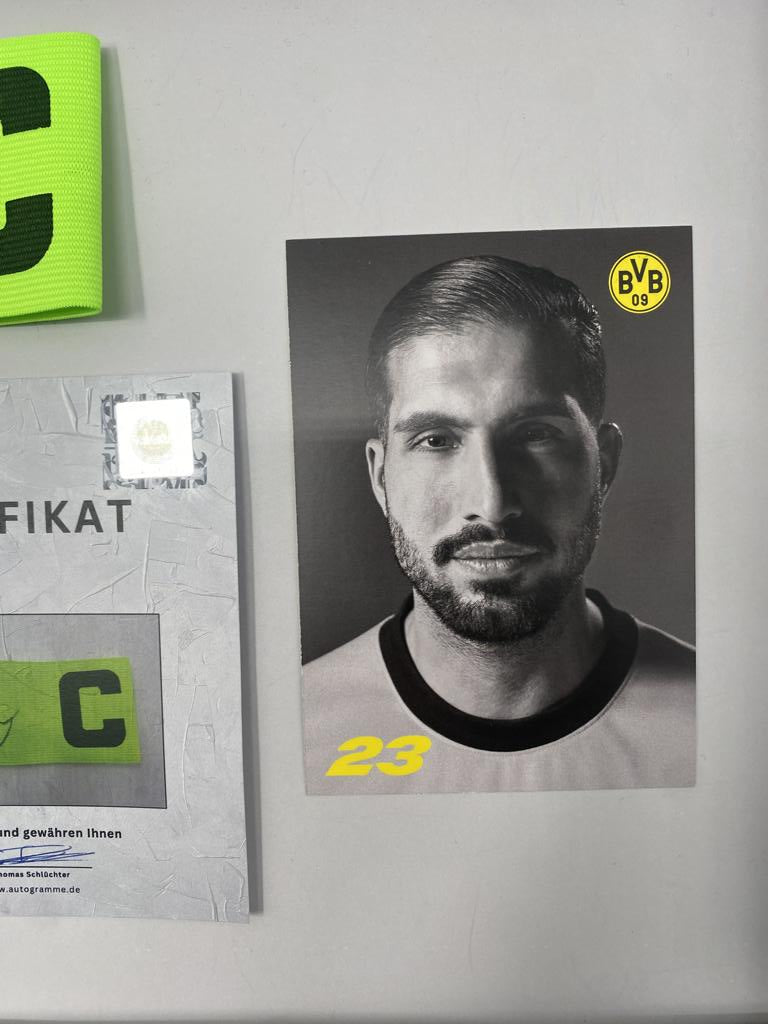 Captain's armband signed by Emre Can in a Borussia Dortmund COA frame