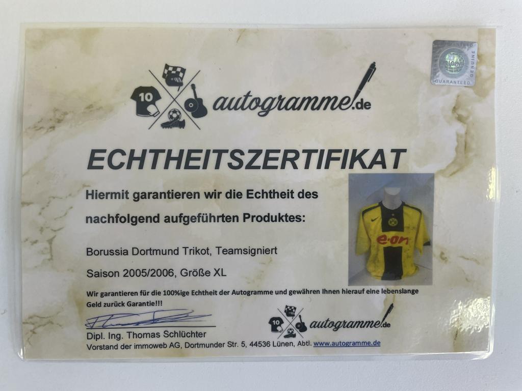 BVB Trikot 2005/2006 Teamsigniert Borussia Dortmund COA Neu Nike XL