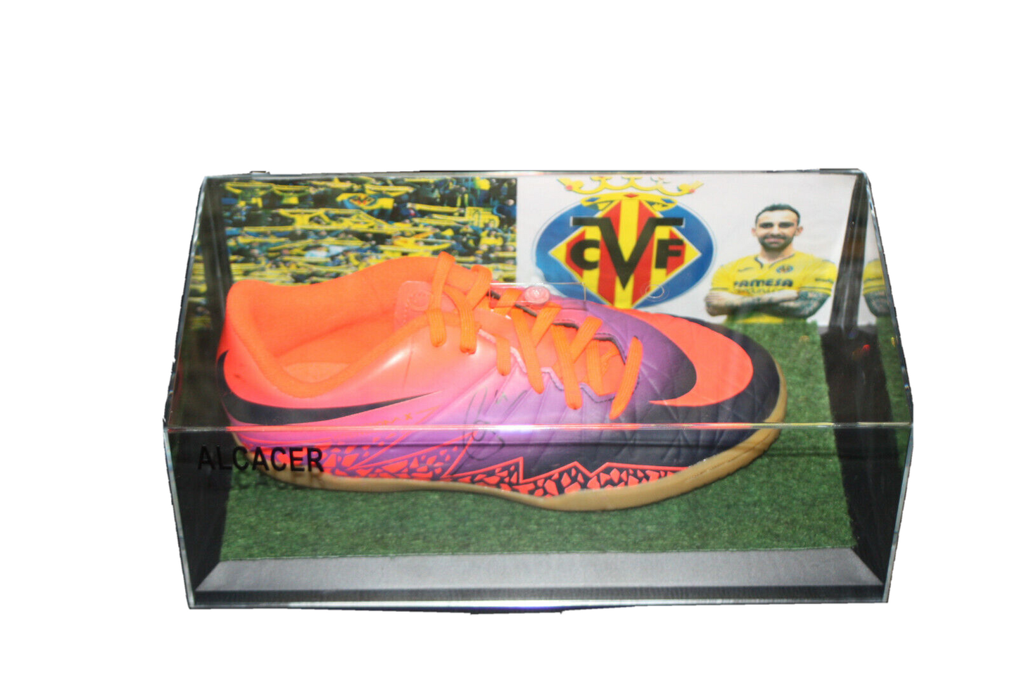 Fußballschuh Paco Alcacer signiert Villareal Spanien La Liga Fußball Nike Neu