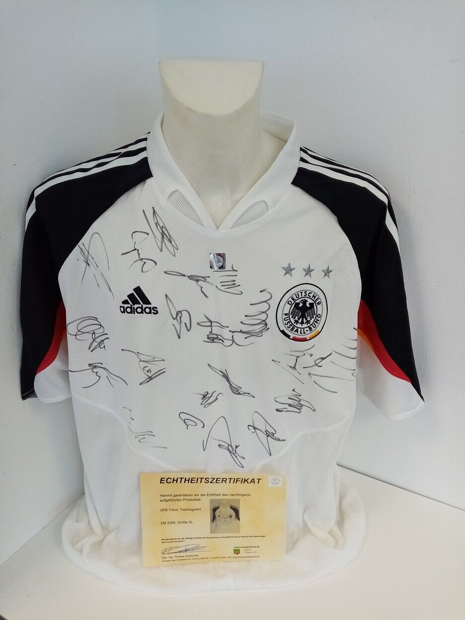 Germany Jersey EM 2004 Team Signed Euro Autograph Football DFB Adidas COA XL