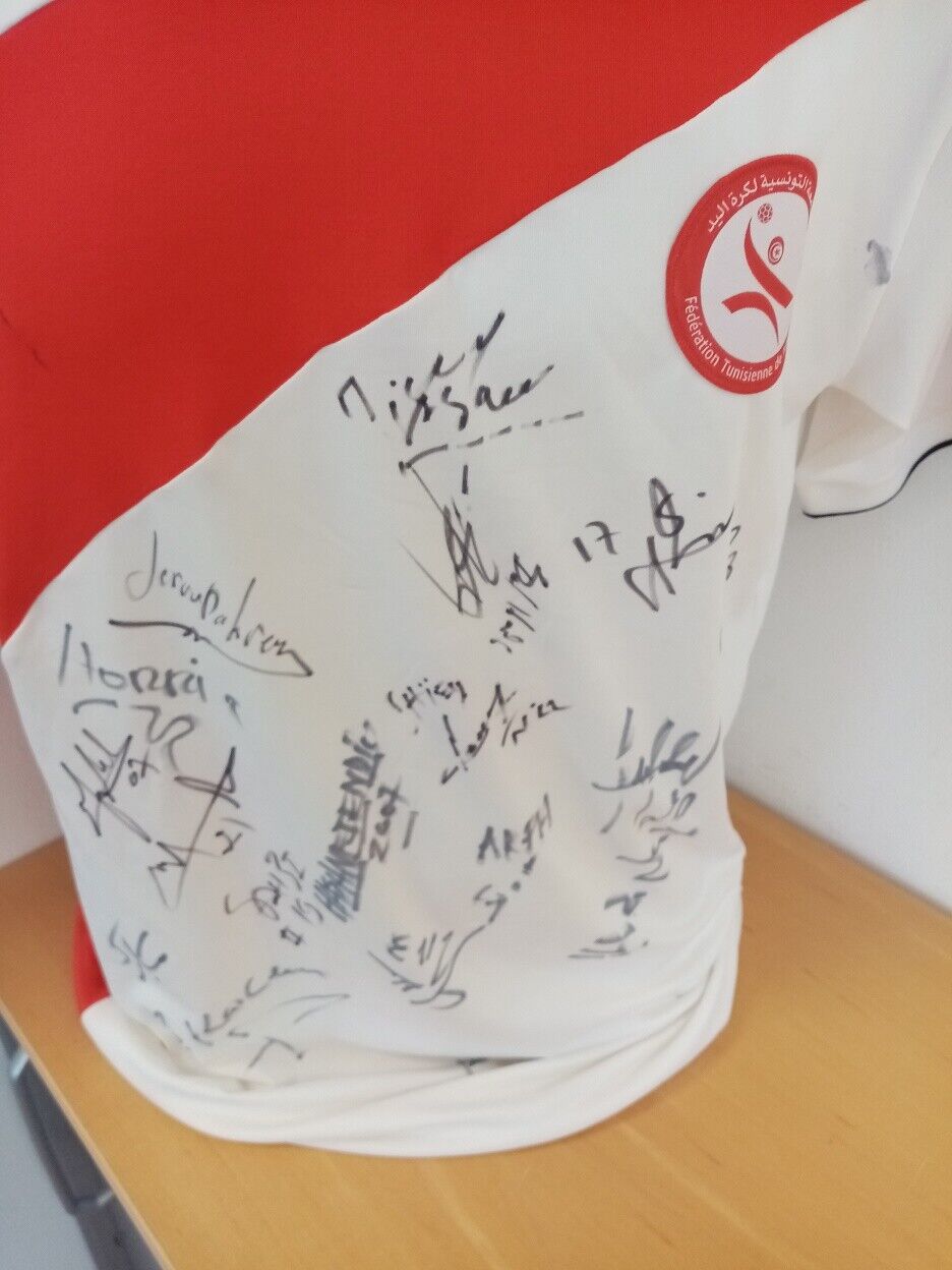 Tunisia jersey, team signed, handball, autograph, world championship, size XL