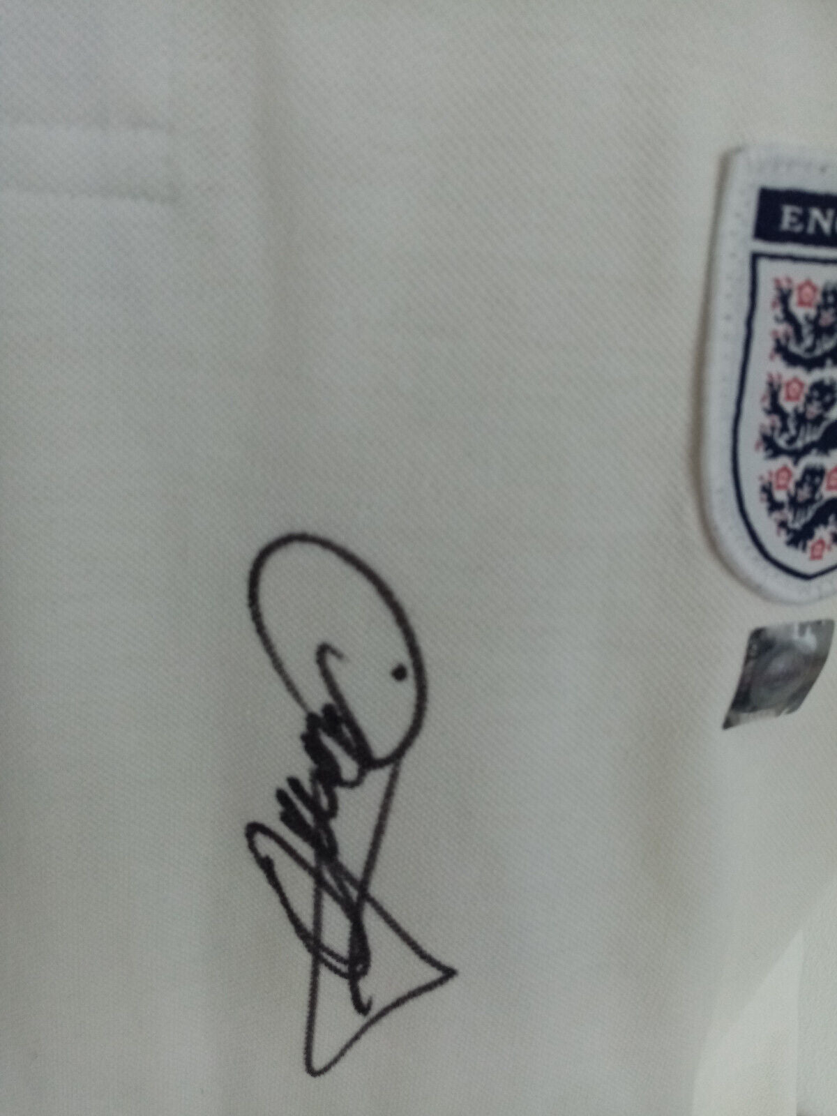 England Polo Shirt Andy Cole Signed Autograph Football Three Lions COA Jersey L