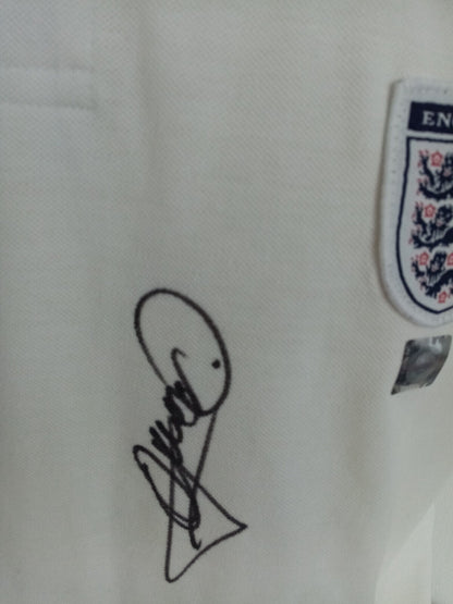 England Poloshirt Andy Cole signed autograph football Three Lions Coa Trikot L