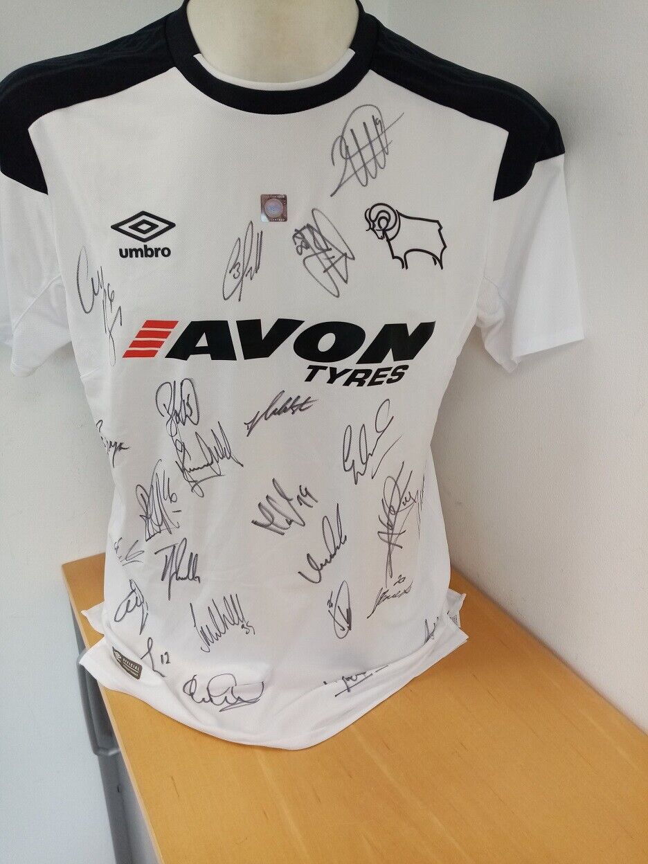 Derby County Jersey 17/18 Team Signed England Premier League Autograph Umbro M