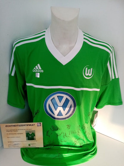 VfL Wolfsburg jersey 2012/2013 team signed COA autograph adidas Bundesliga XL
