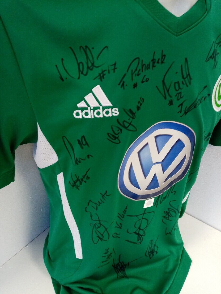 VFL Wolfsburg Jersey 2012/2013 Team Signed Wolves Autograph Adidas Bundesliga M