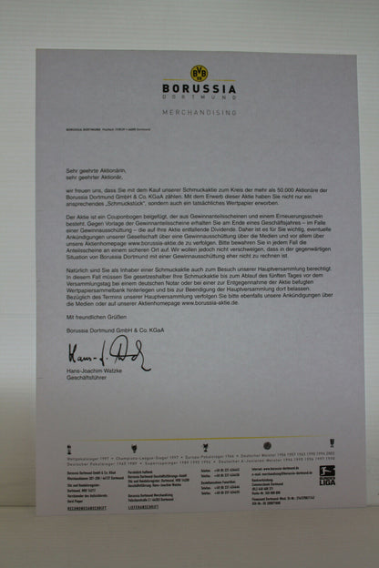 Original BVB Borussia Dortmund jewelry stock framed