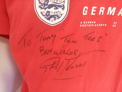 England Shirt World Cup 1966 Geoff Hurst + Kenneth Woltenholme signed Wembley Coa L