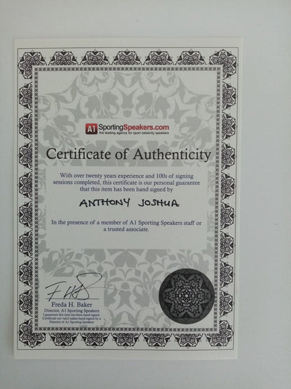 Boxing glove Anthony Joshua signed signature autograph boxing england coa