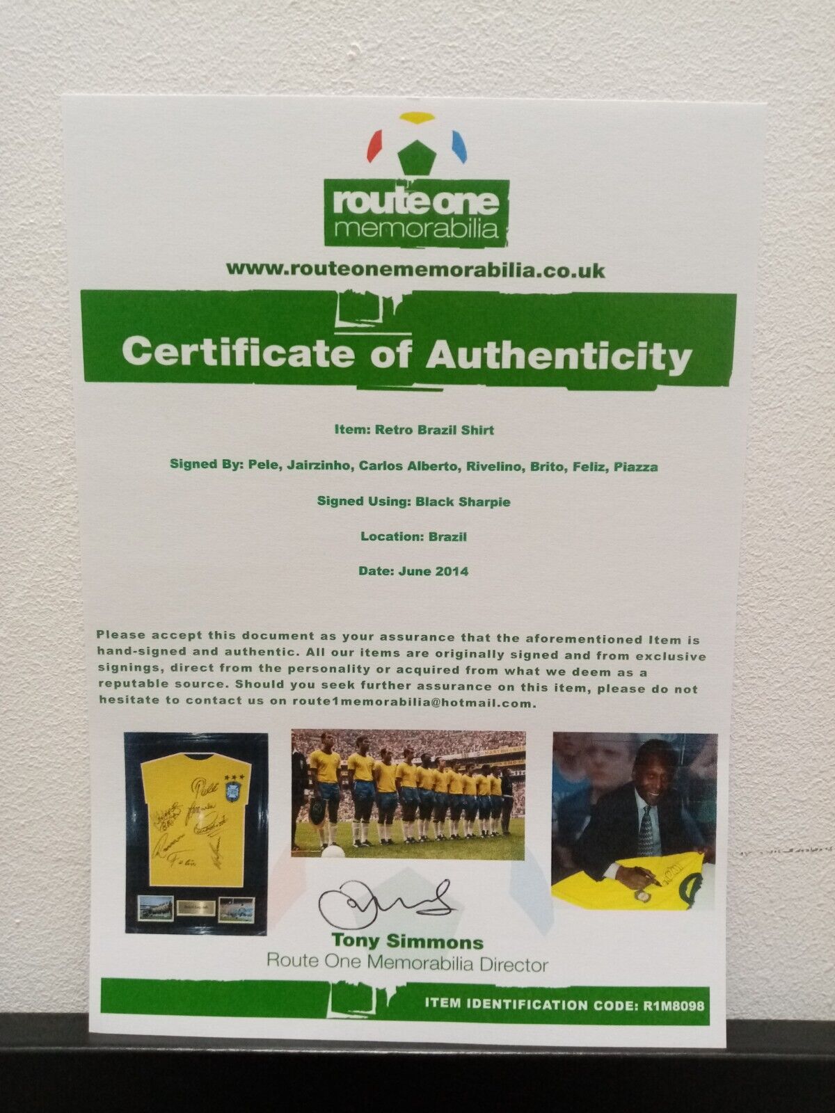 Brazil Repro Trikot WM 1970 + frame team signed autograph pele rivelino coa