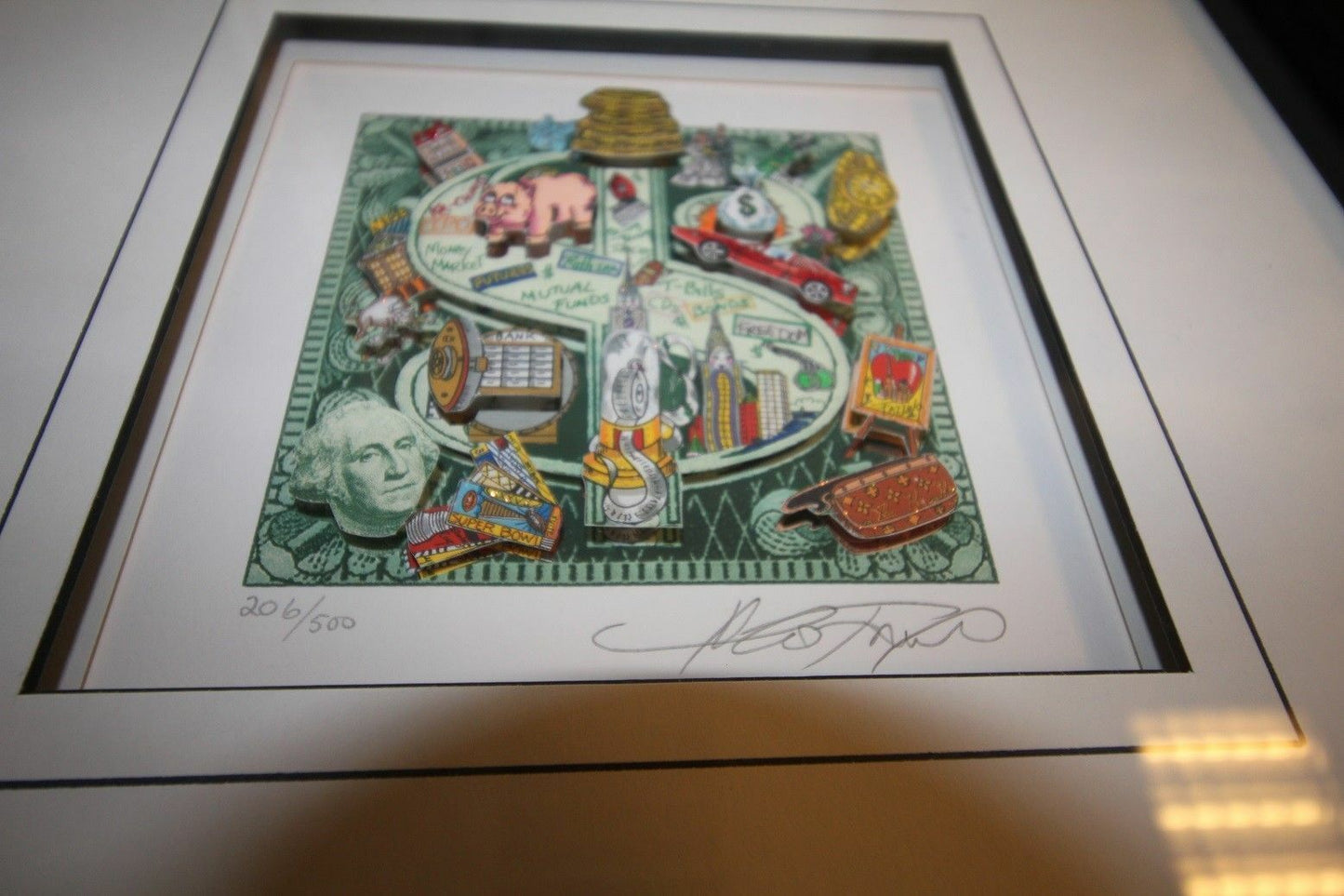 Charles Fazzino "Ka Ching" "Dollar" limited, signed 3D art print 