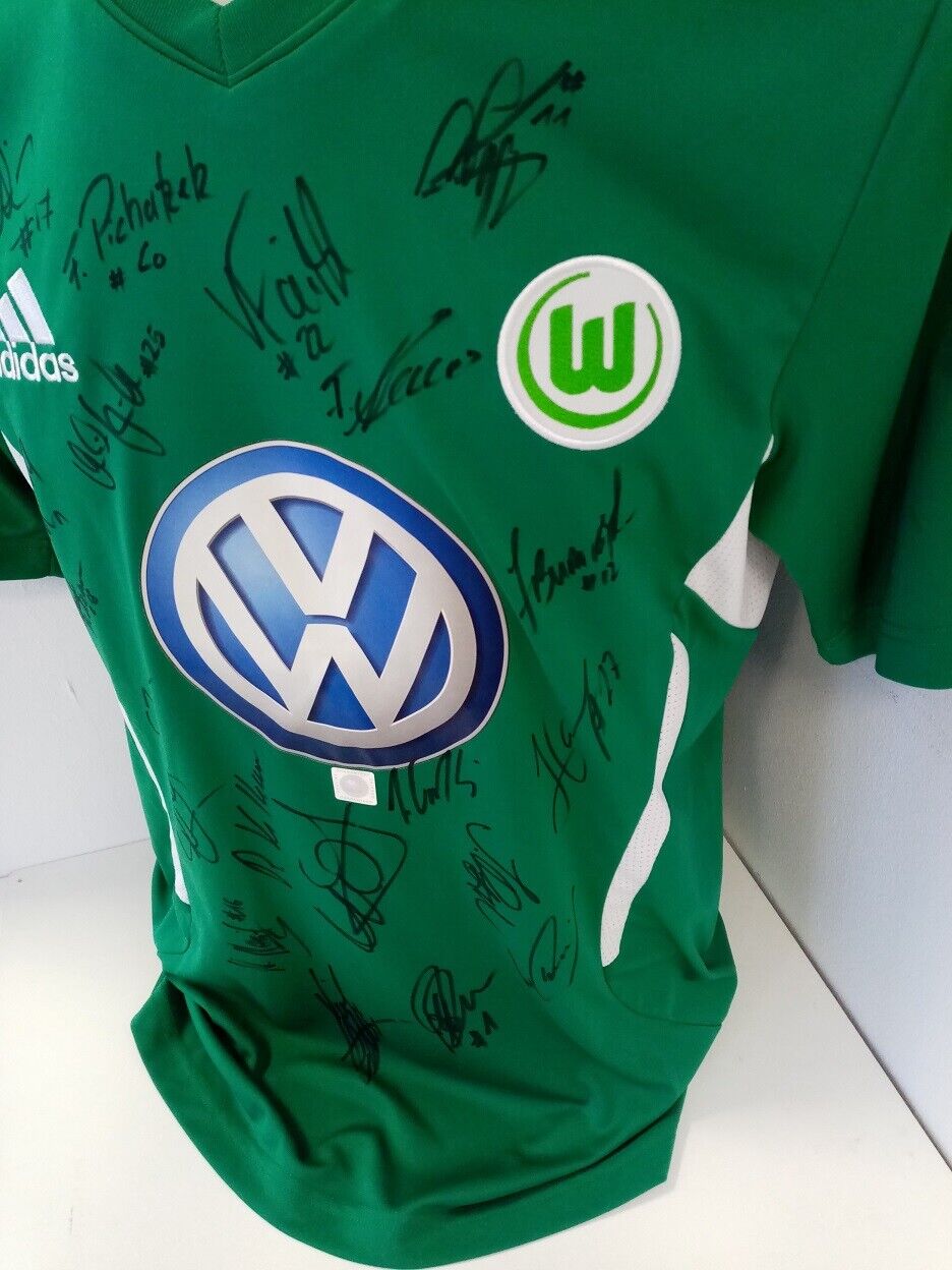 VFL Wolfsburg Jersey 2012/2013 Team Signed Wolves Autograph Adidas Bundesliga M