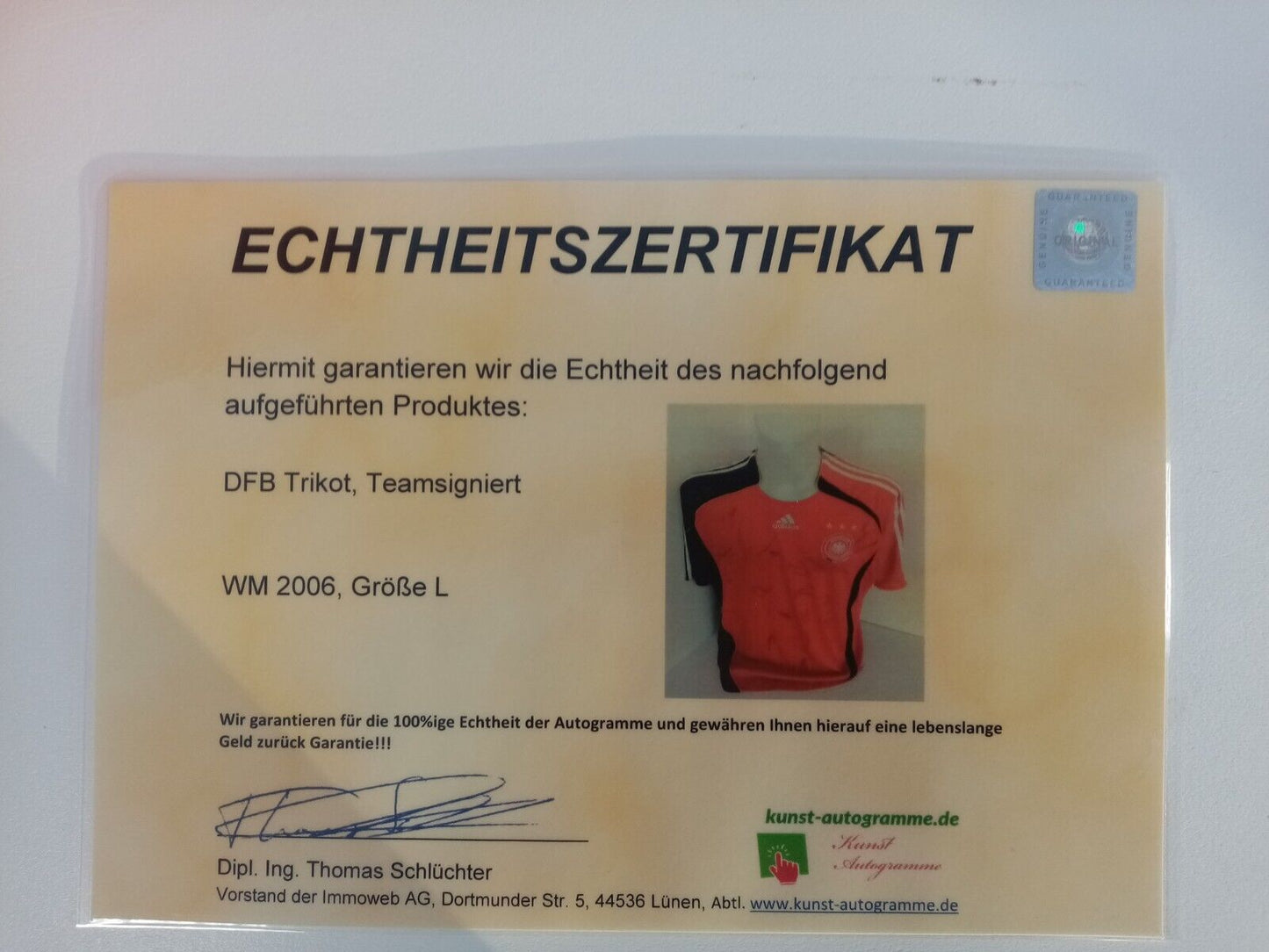 Germany Jersey World Cup 2006 Team Signed Autograph Football DFB Adidas COA L