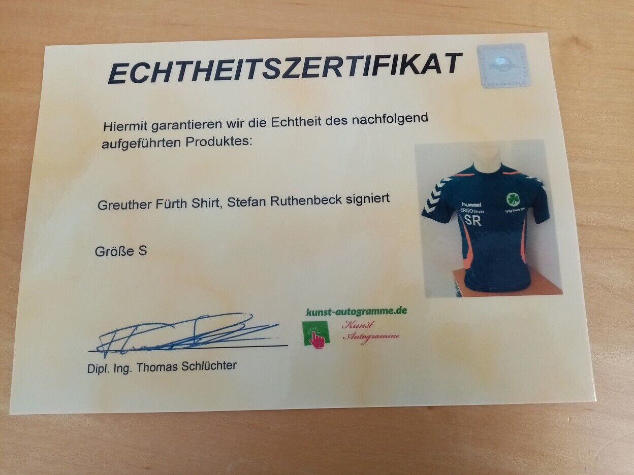 Greuther Fürth Shirt Stefan Ruthenbeck signiert Autogramme Fußball Hummel COA S