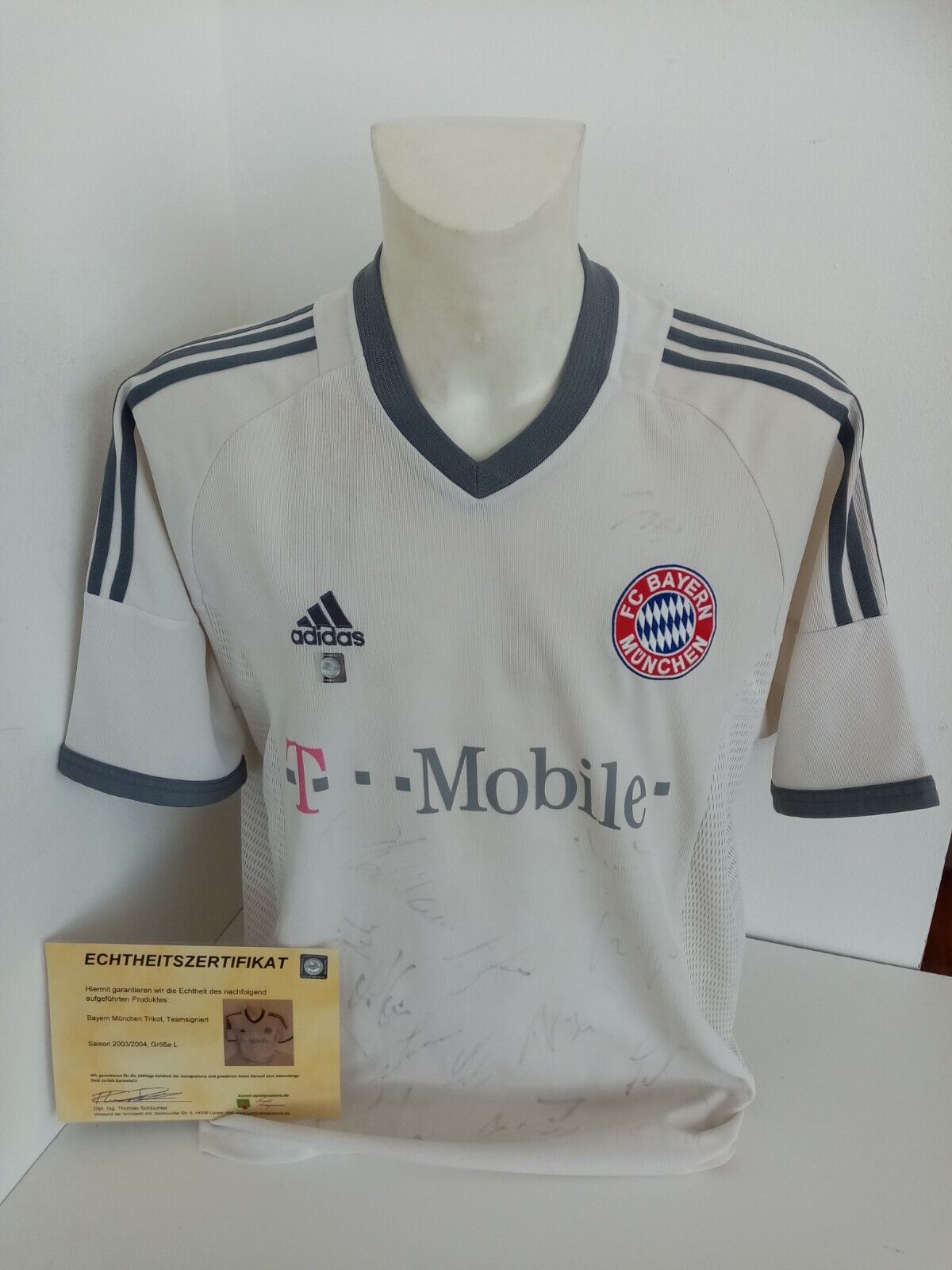 Bayern Munich Jersey 2003/2004 Team Signed Football Adidas Autograph FCB COA L