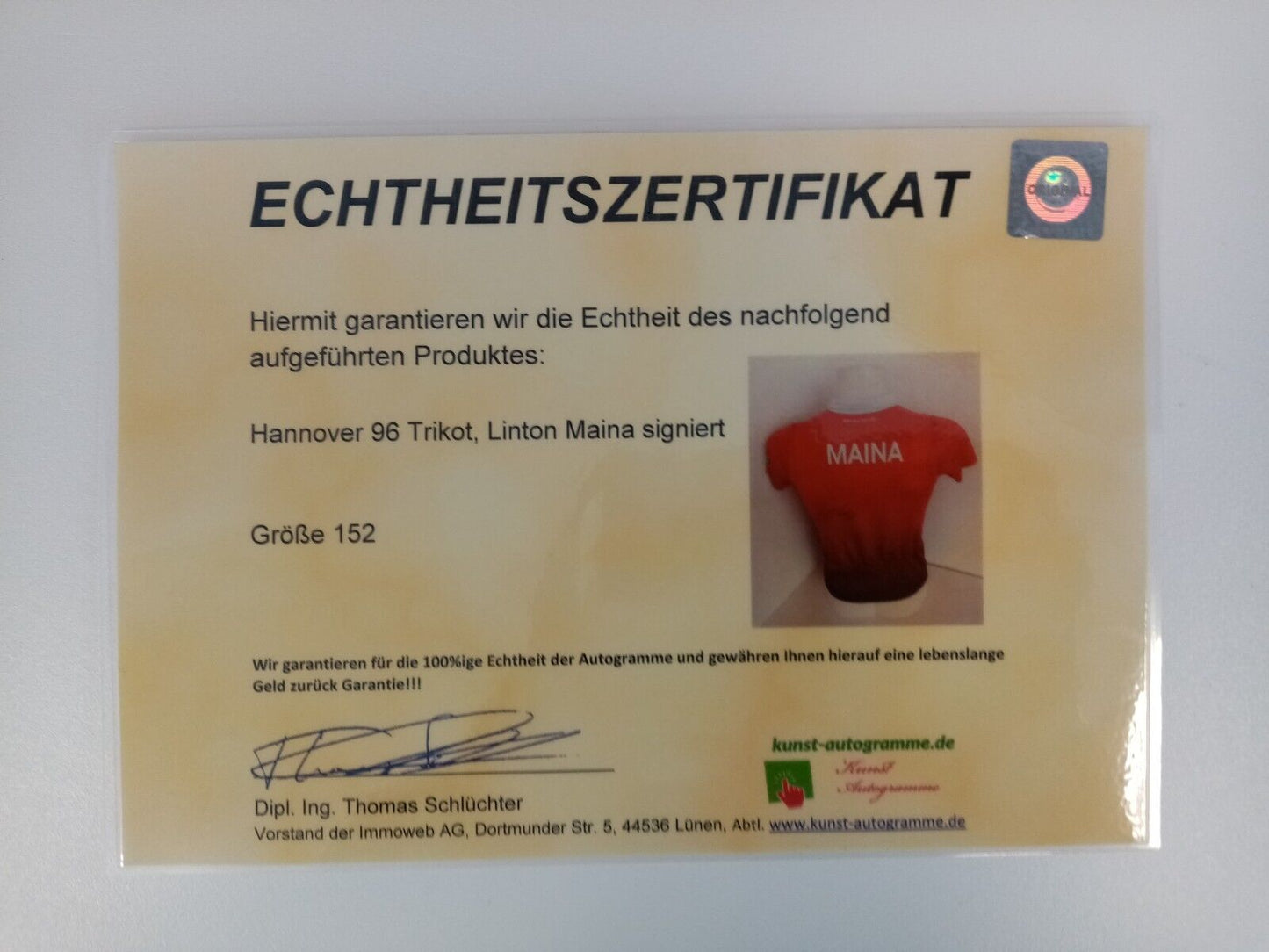 Hannover 96 jersey Linton Maina signed autograph Bundesliga football Jako 152