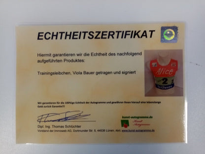 Training body worn Viola Bauer and signed autograph cross -country skiing jersey