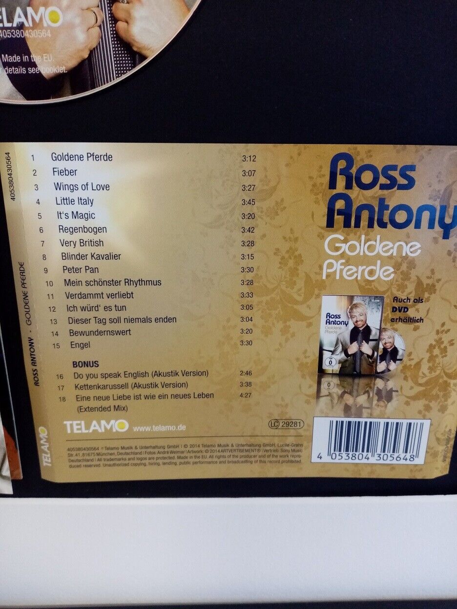 CD / Blank Ross Antony signed with album in frame Autograph Music New Charts