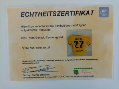 Borussia Dortmund jersey gonzalo Castro signed BVB autograph football puma 164