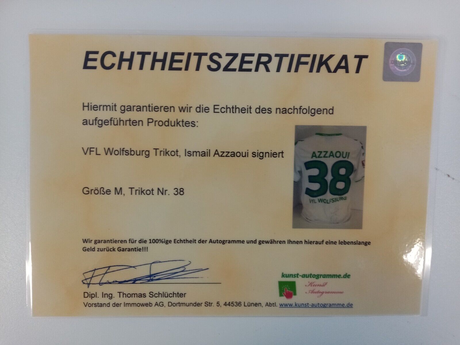 VfL Wolfsburg jersey azzaoui signed with a dedication football bundesliga kappa new m