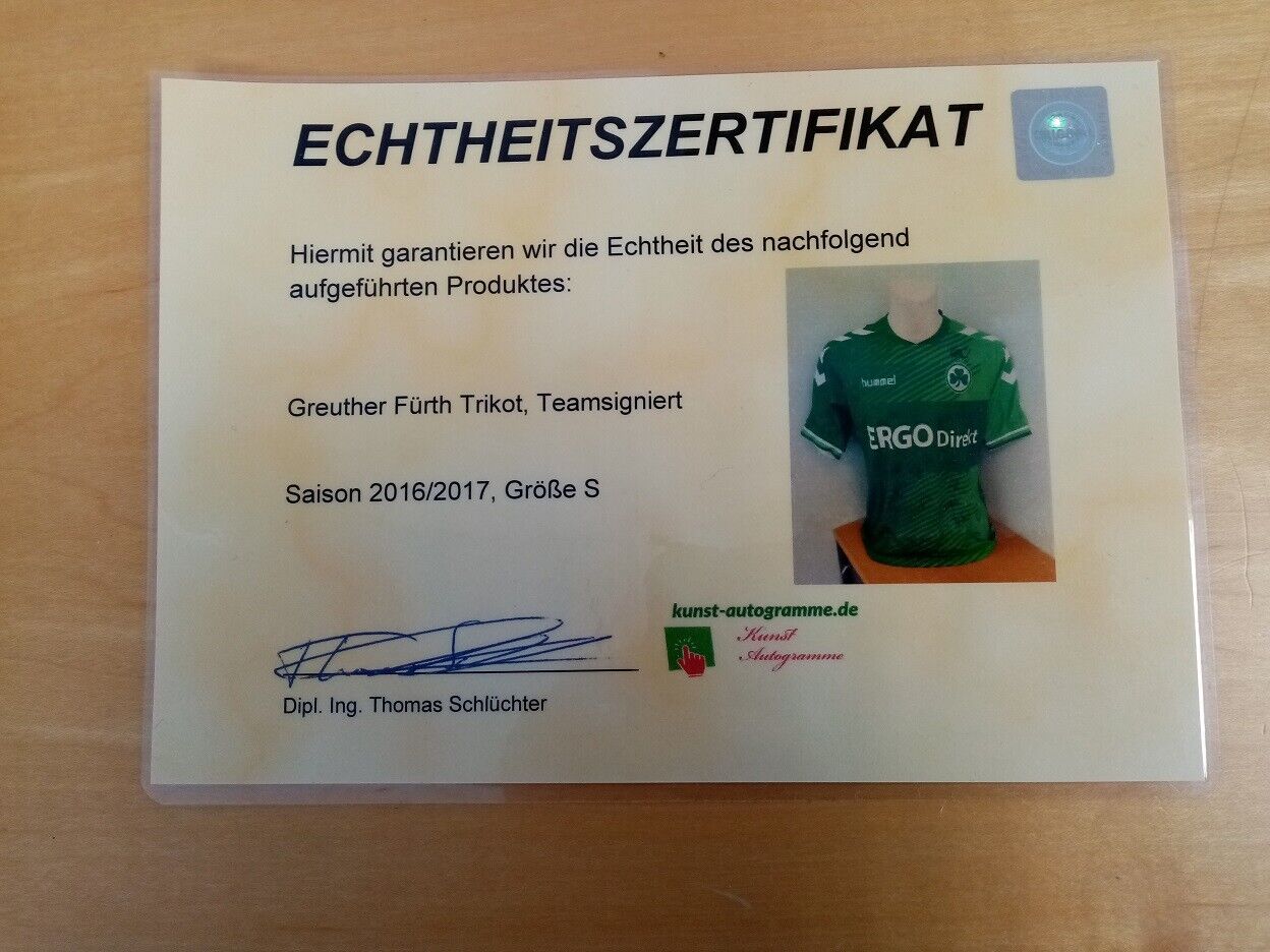 Greuther Fürth Trikot 2016/2017 team signed autograph football bumblebee size S