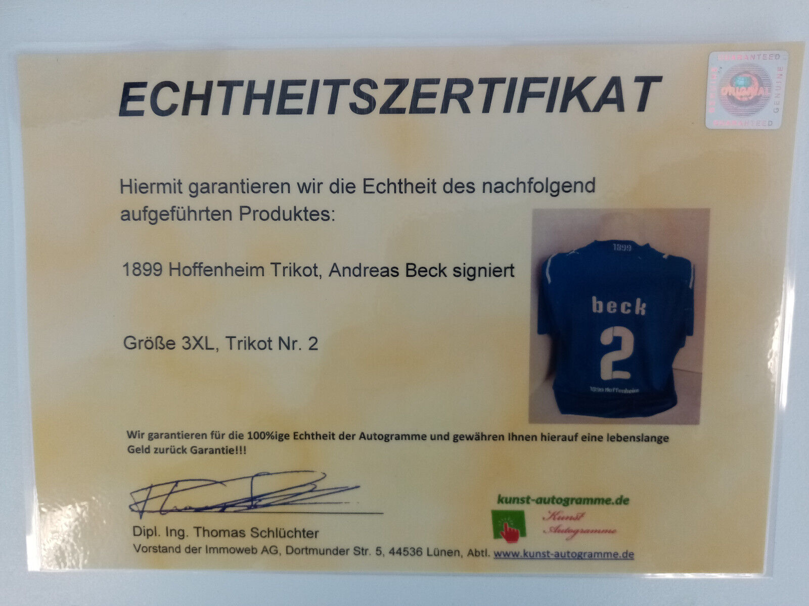 1899 Hoffenheim jersey Andreas Beck signed Bundesliga football new puma 3xl