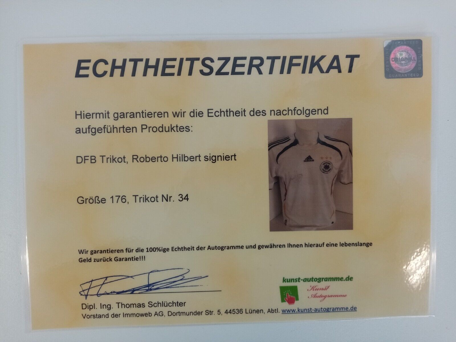 Germany jersey Roberto Hilbert signed DFB autograph football adidas 176