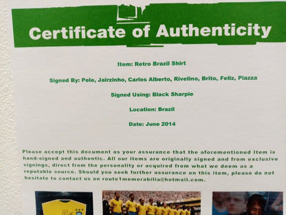 Brazil Repro Trikot WM 1970 + frame team signed autograph pele rivelino coa