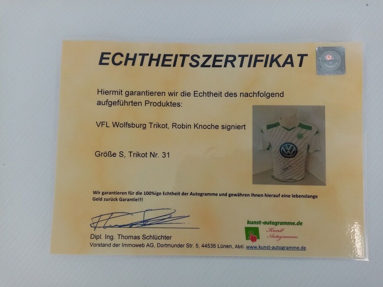 VFL Wolfsburg jersey Knoche signed Wolves football Bundesliga autograph Kappa S