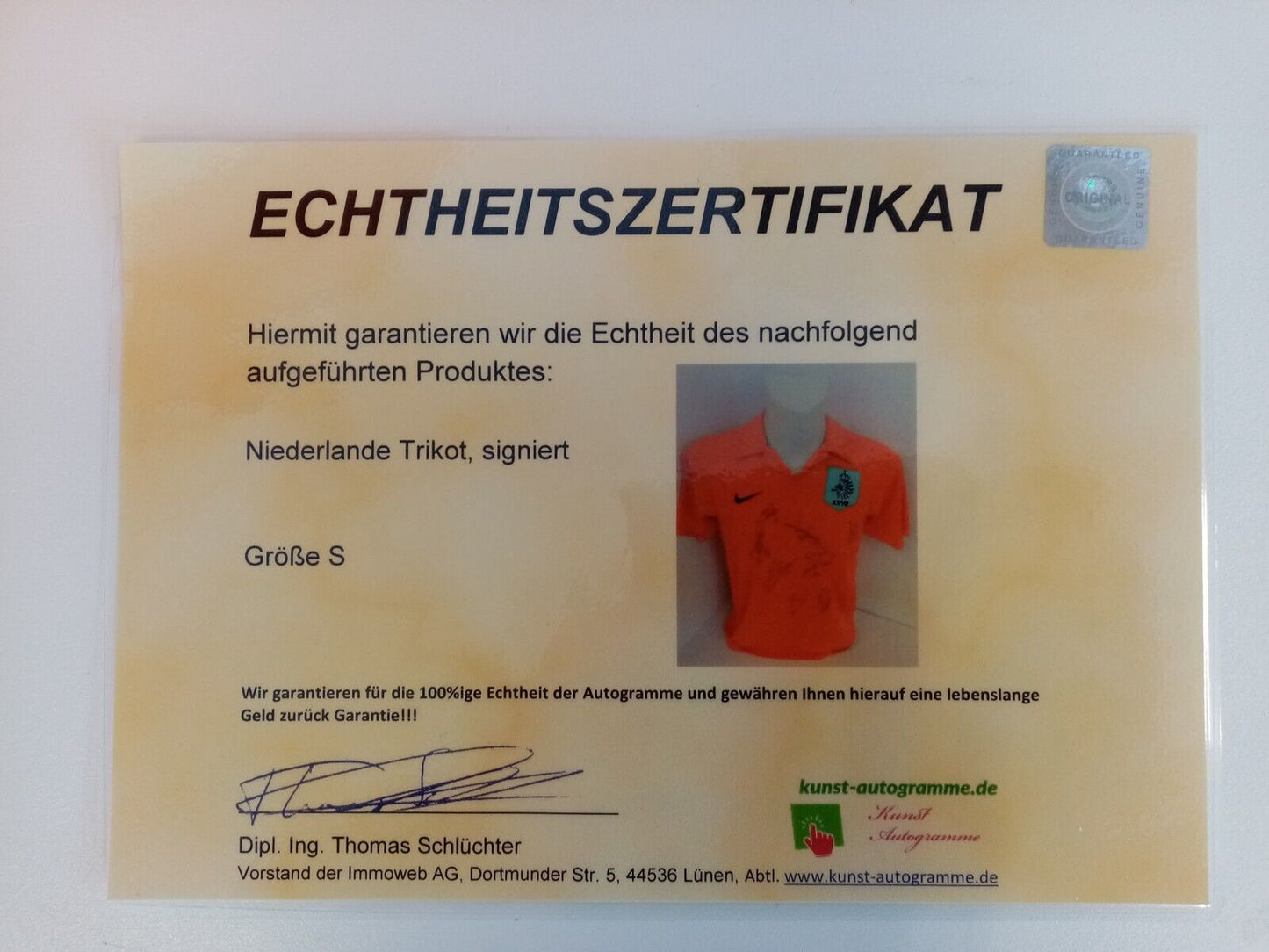 Netherlands Jersey Signed Holland Autograph Football COA Signature Nike S