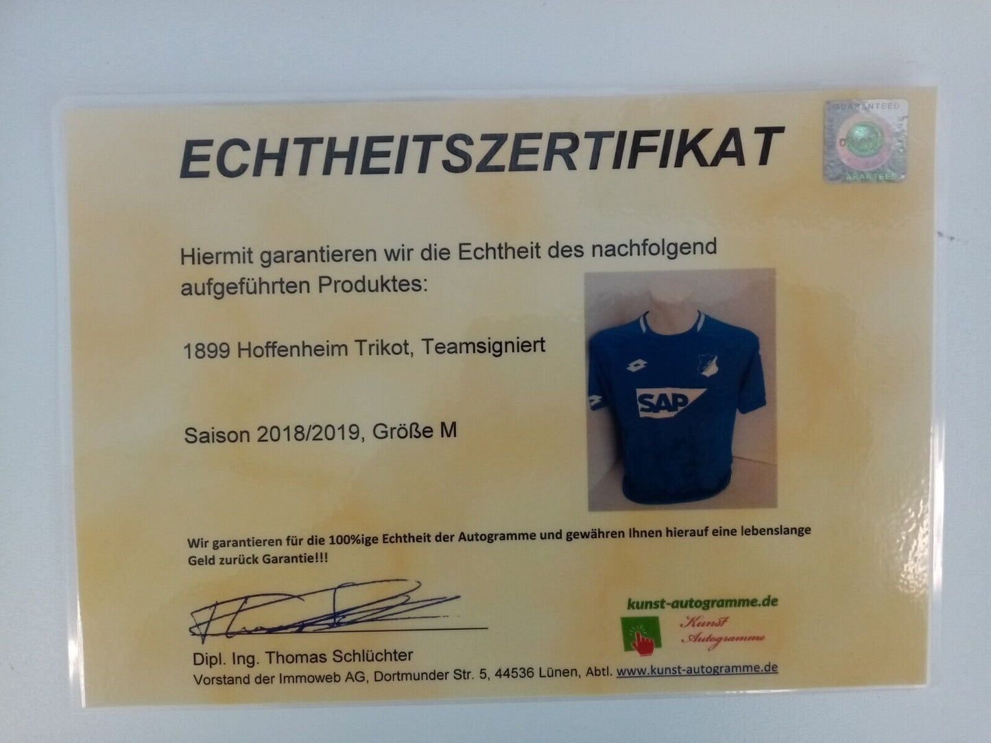 1899 Hoffenheim Jersey 18/19 Team Signed Autograph Football Bundesliga Lotto M