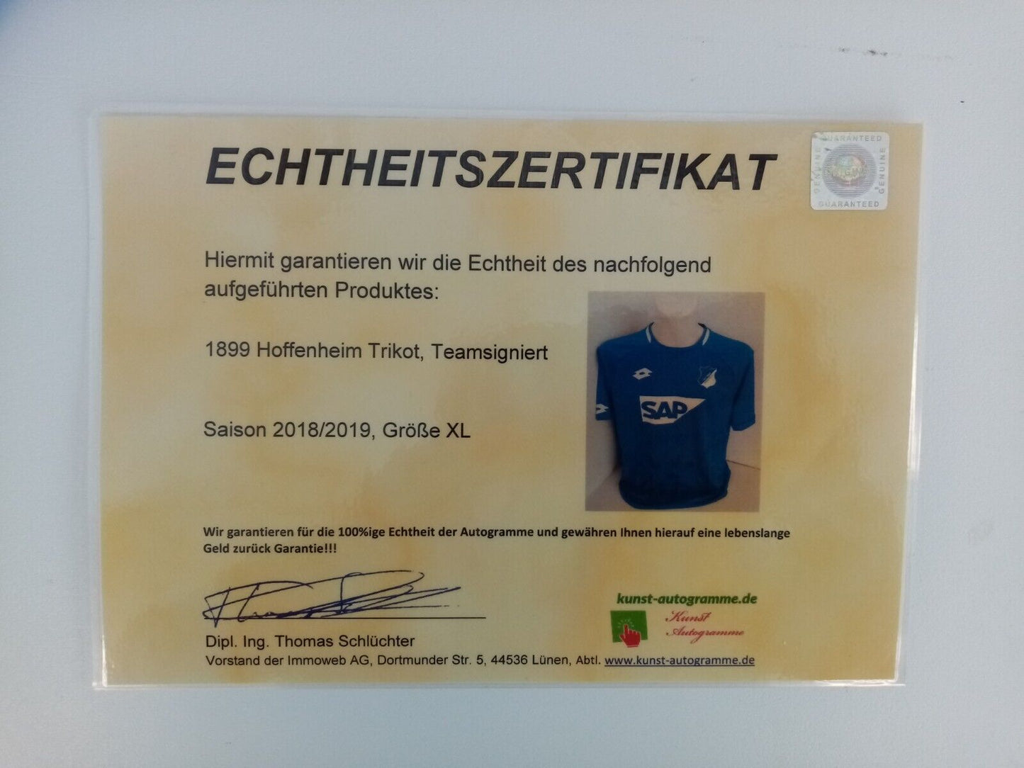 1899 Hoffenheim Jersey 18/19 Team Signed Autograph Football Bundesliga Lotto XL