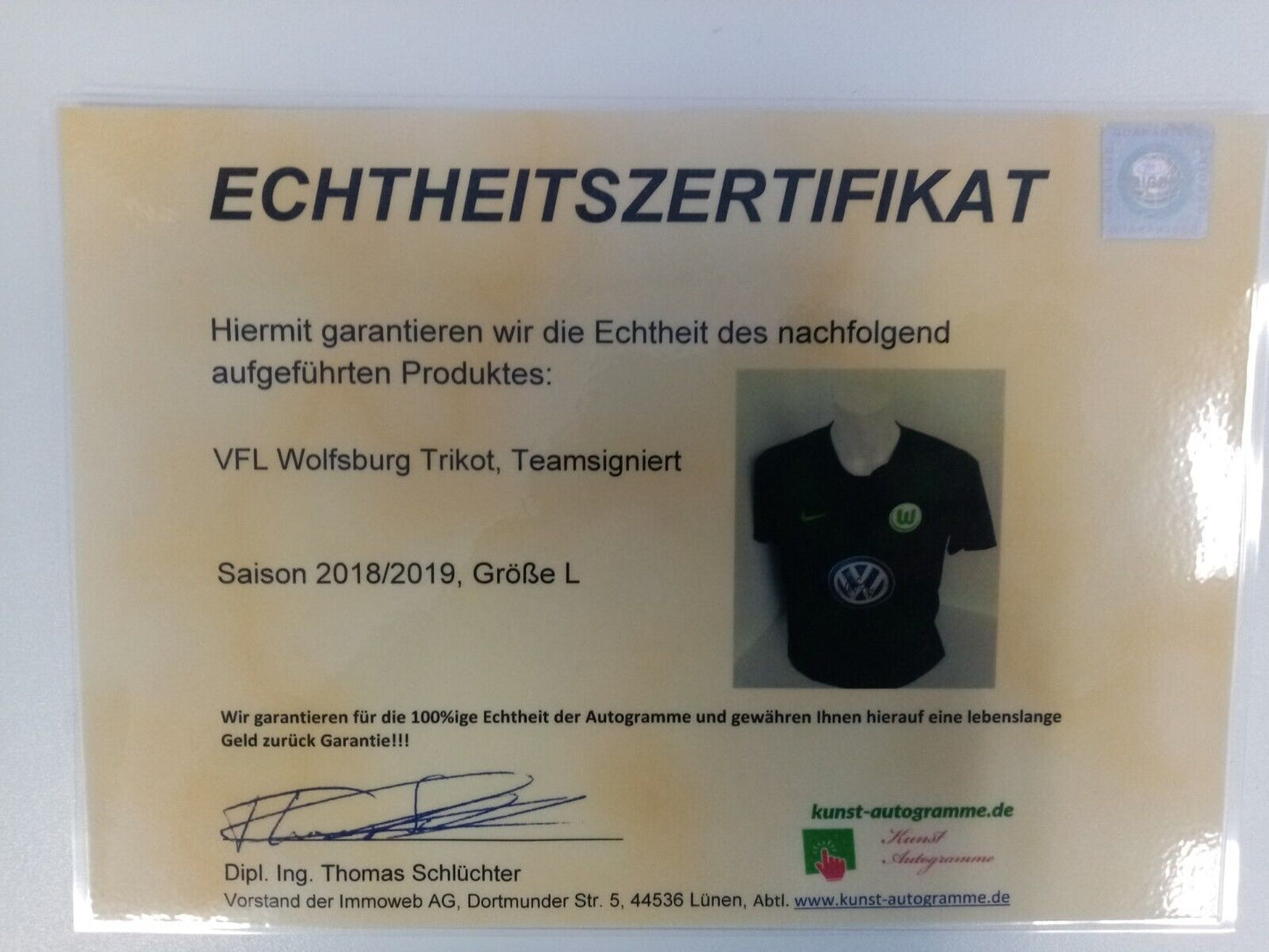 VFL Wolfsburg Jersey 2018/2019 Team Signed Autograph Football Bundesliga Nike L