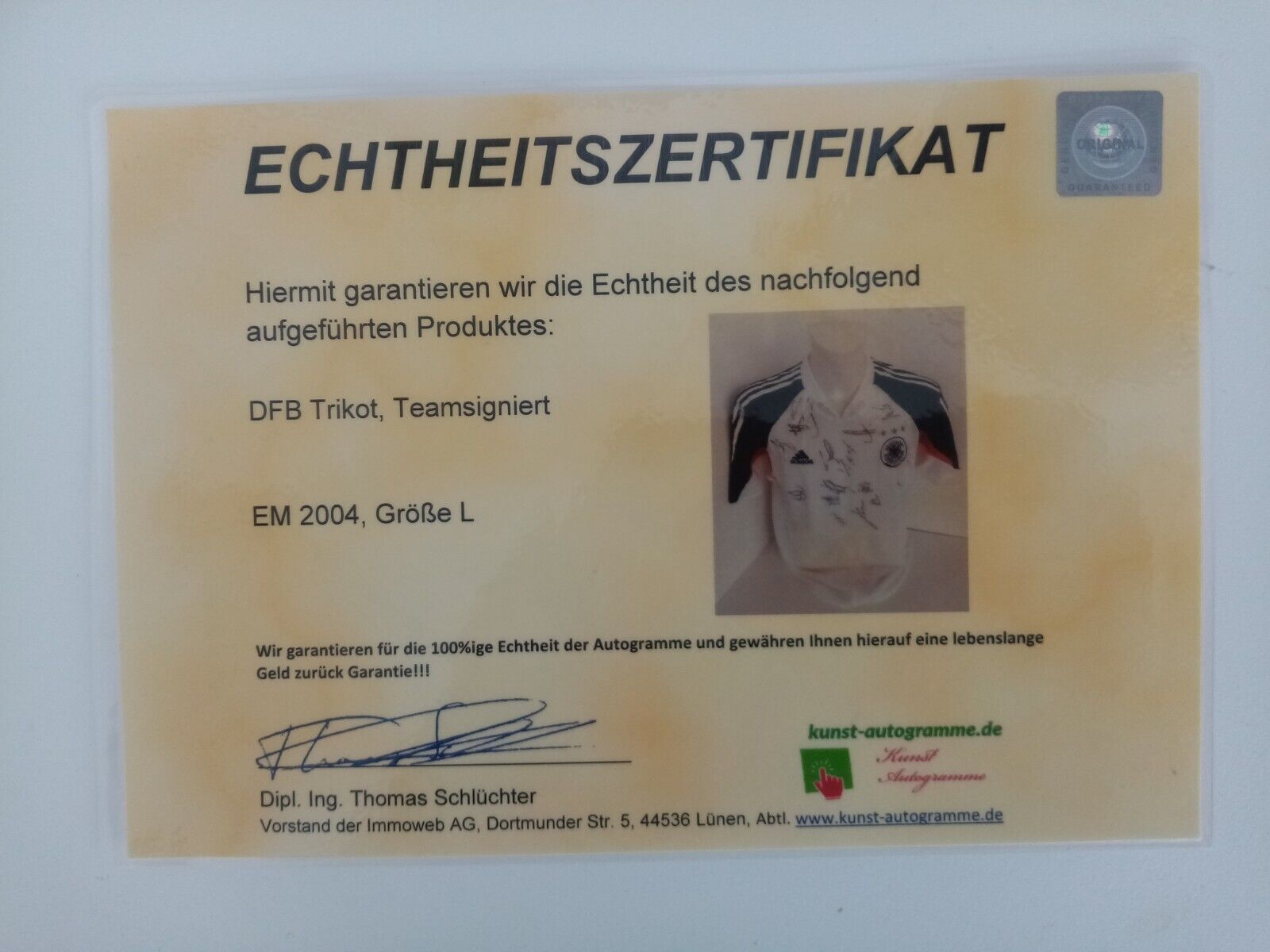 Germany jersey em 2004 team signed DFB football autograph euro adidas new l