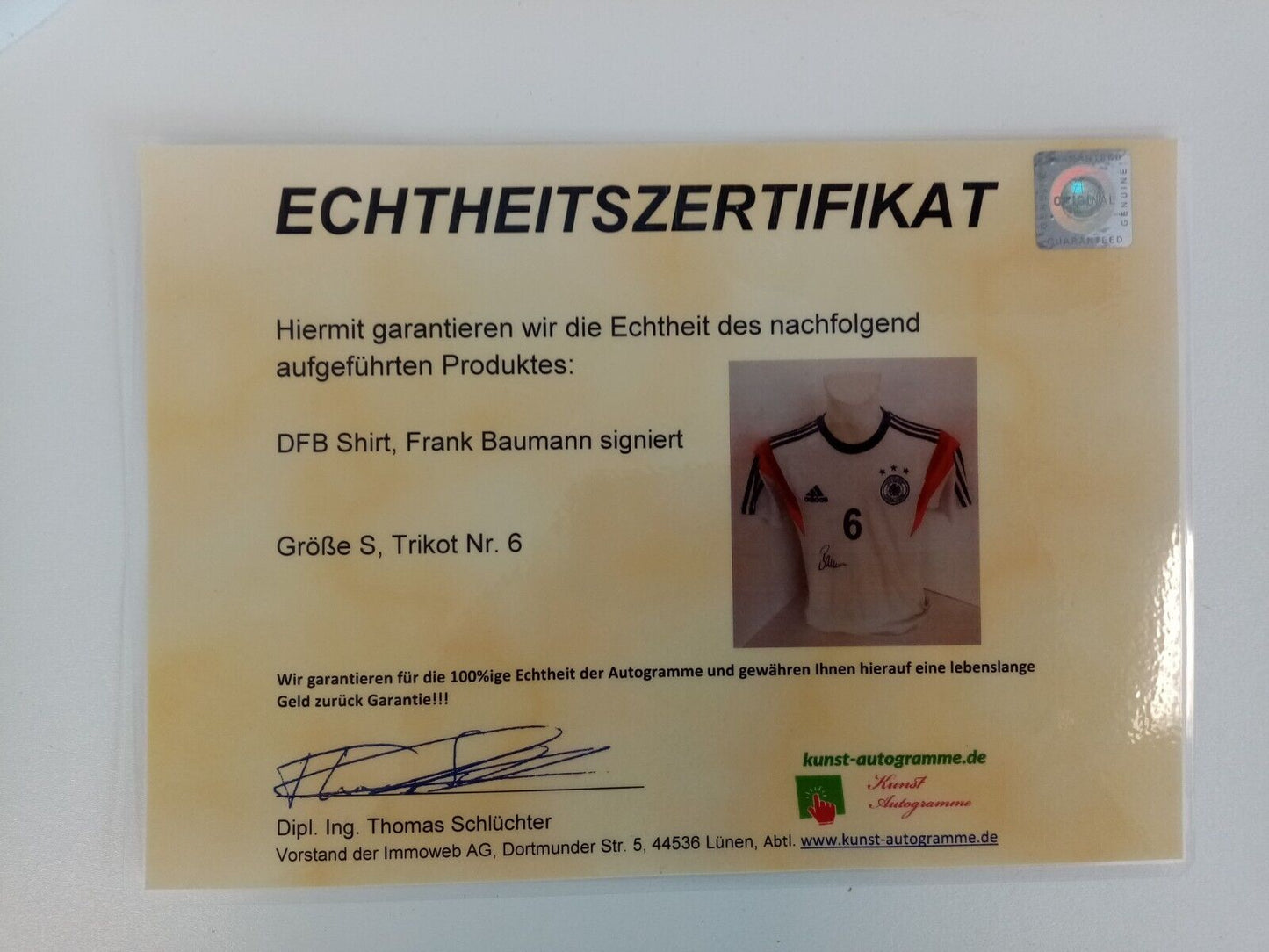 Germany Shirt Frank Baumann signed DFB signature jersey Adidas Werder S