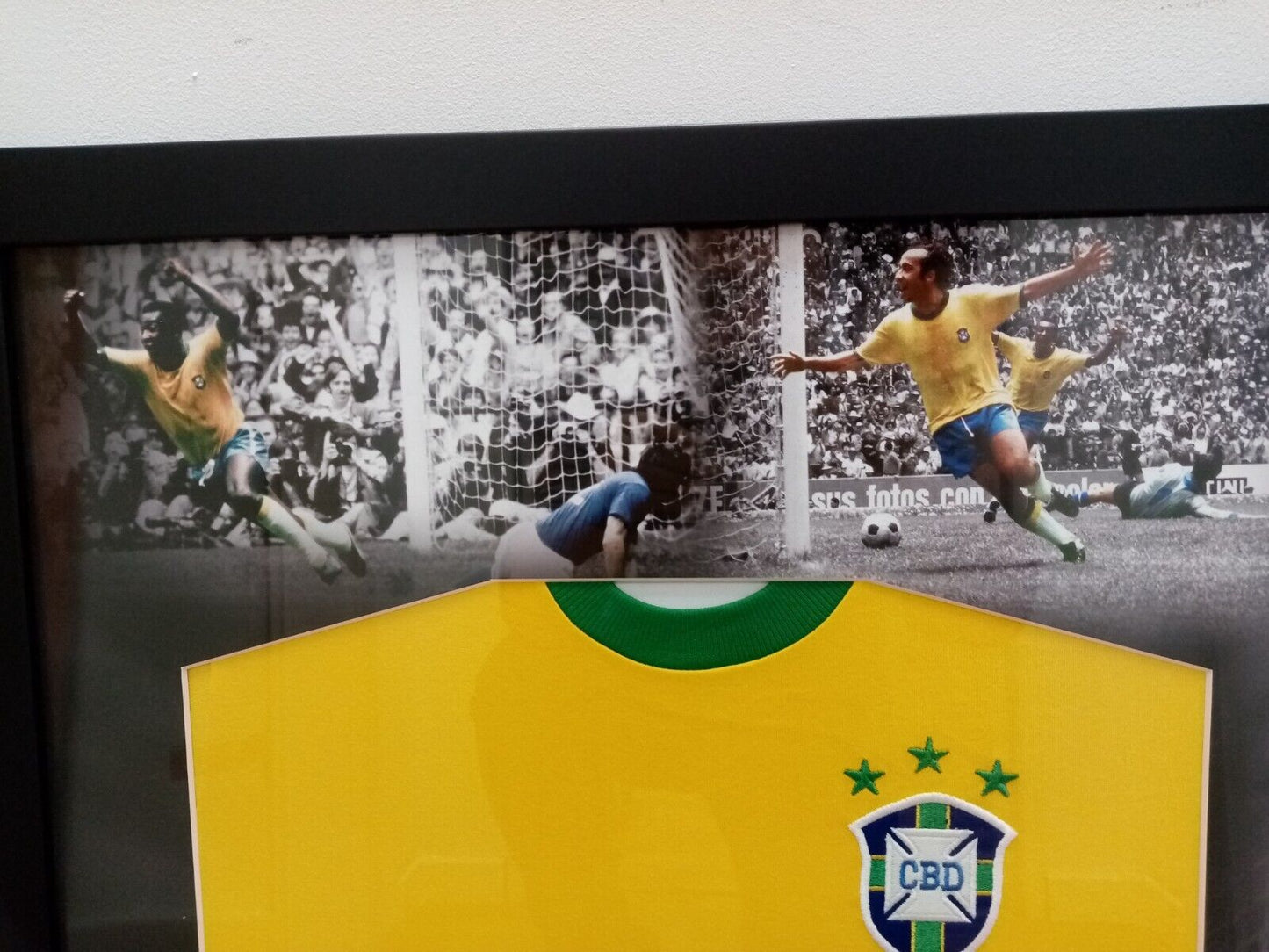 Brazil Repro Jersey World Cup 1970 + Frame Team Signed Autograph Pele New COA