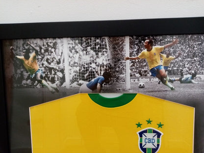 Brazil Repro Trikot WM 1970 + frame Team -signed autograph Pele Neu Coa