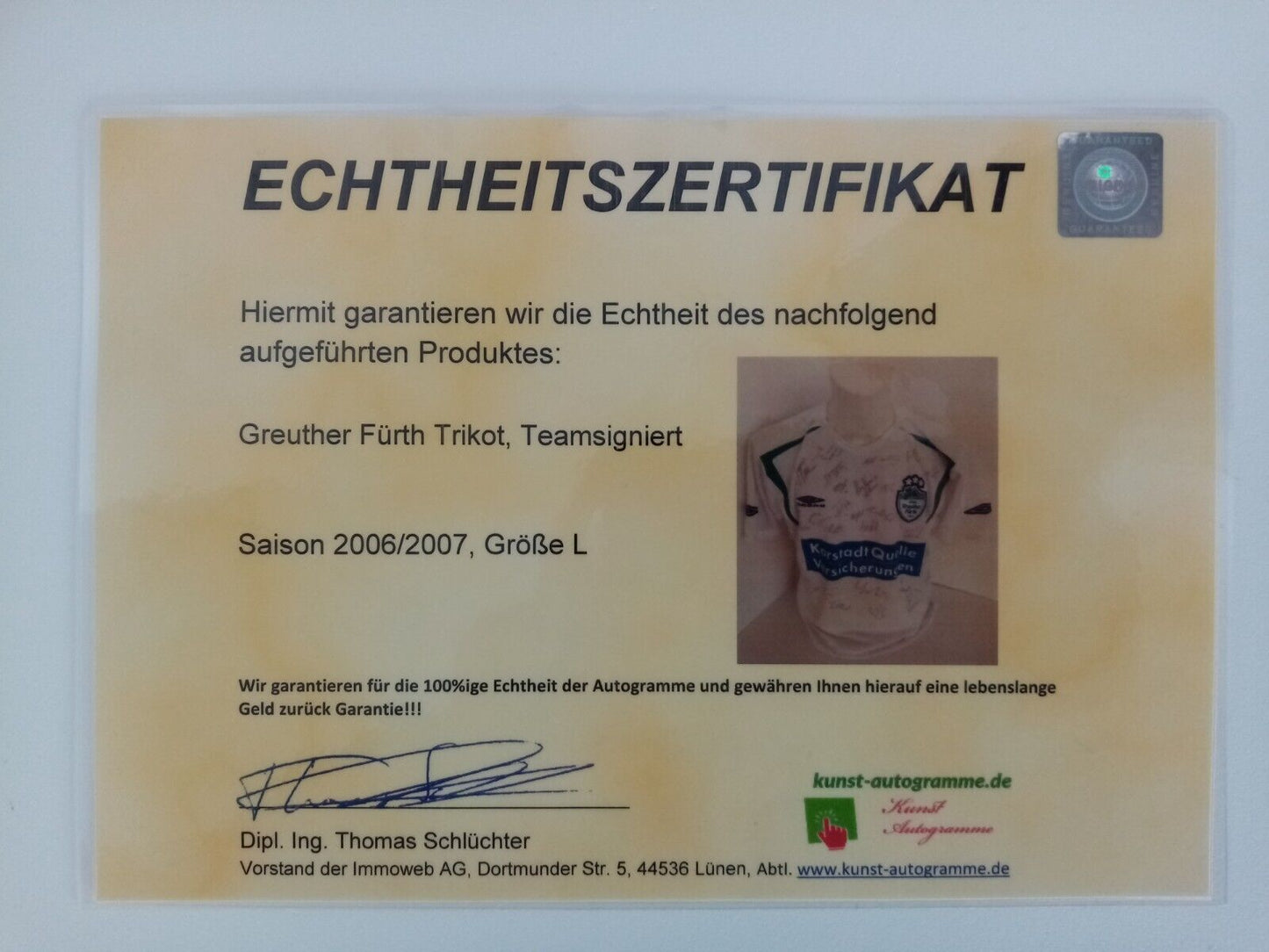 Greuther Fürth Jersey 2006/0207 Team Signed Autograph Football Umbro New COA L