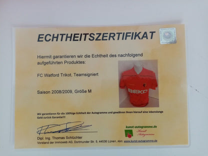 FC Watford jersey 08/09 team signed England Premier League autograph Diadora Neu M