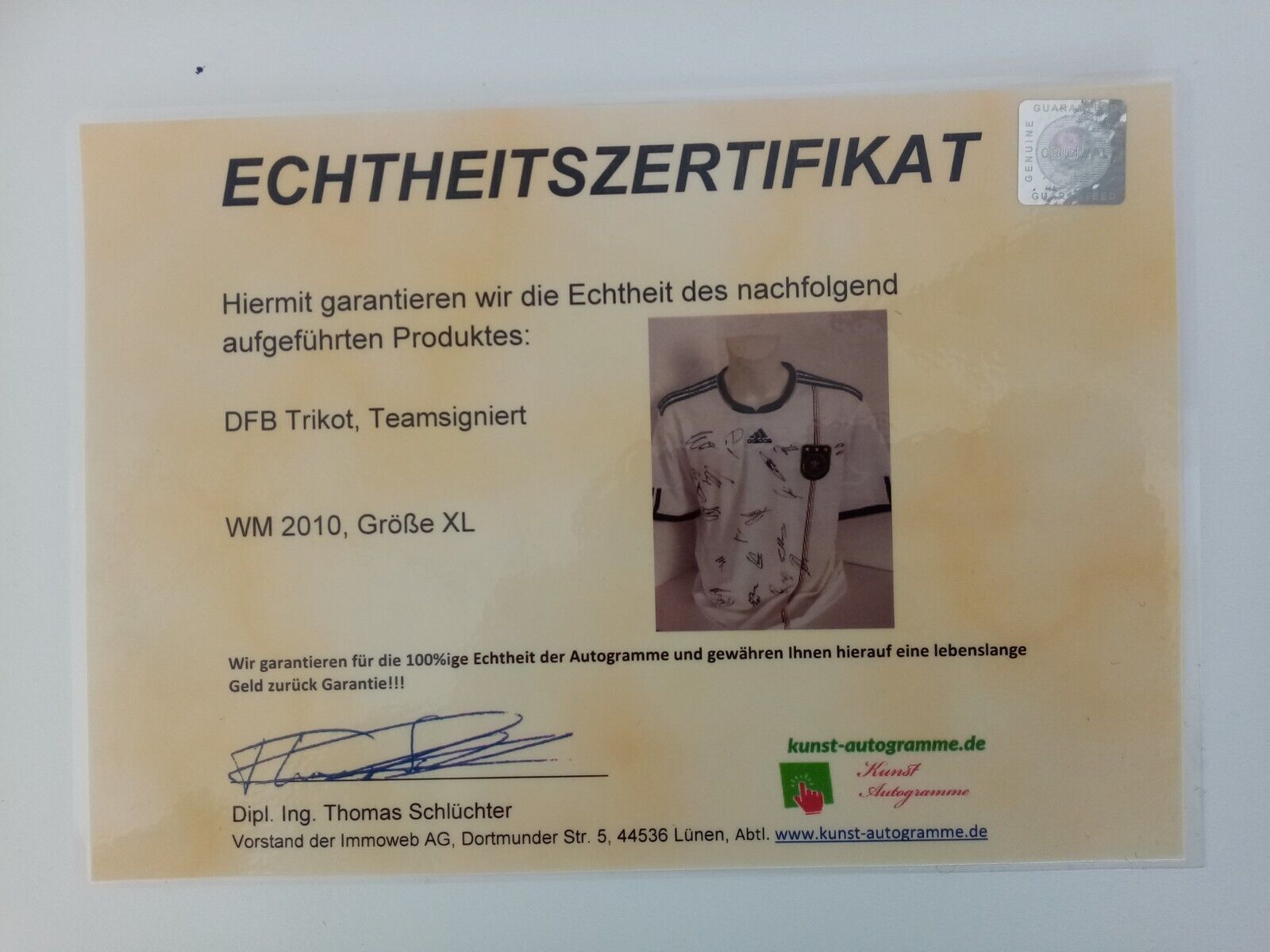 Germany jersey World Cup 2010 team signed DFB football autograph adidas new XL