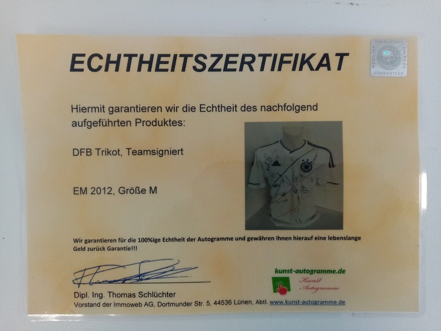 Deutschland Trikot EM 2012 Teamsigniert COA Autogramm Fußball DFB Adidas Neu M